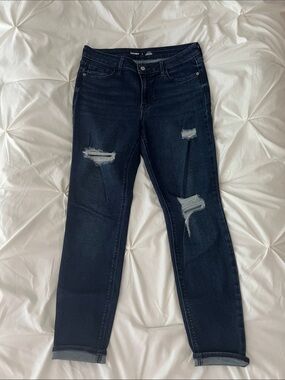 Dark Wash Distressed Women's Super Skinny Jeans